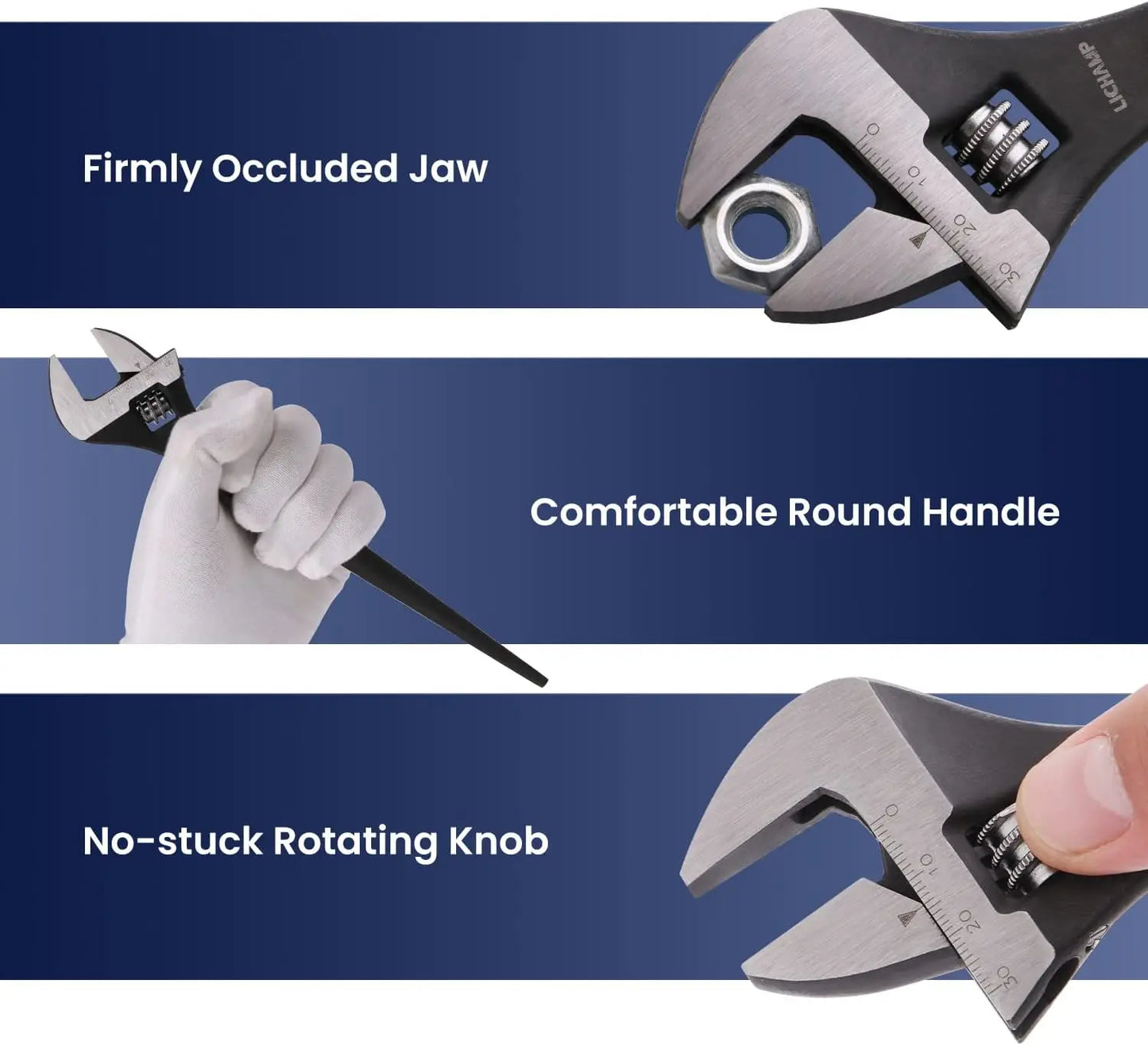 Lichamp 3 Pack Adjustable Spud Wrench Set For Construction