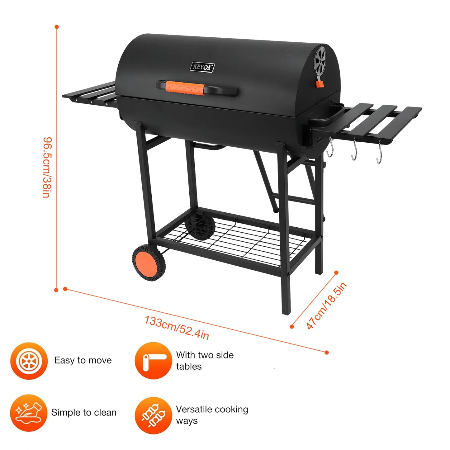 Portable Barrel Charcoal Grill For Camping And Backyard Outdoor Cooking