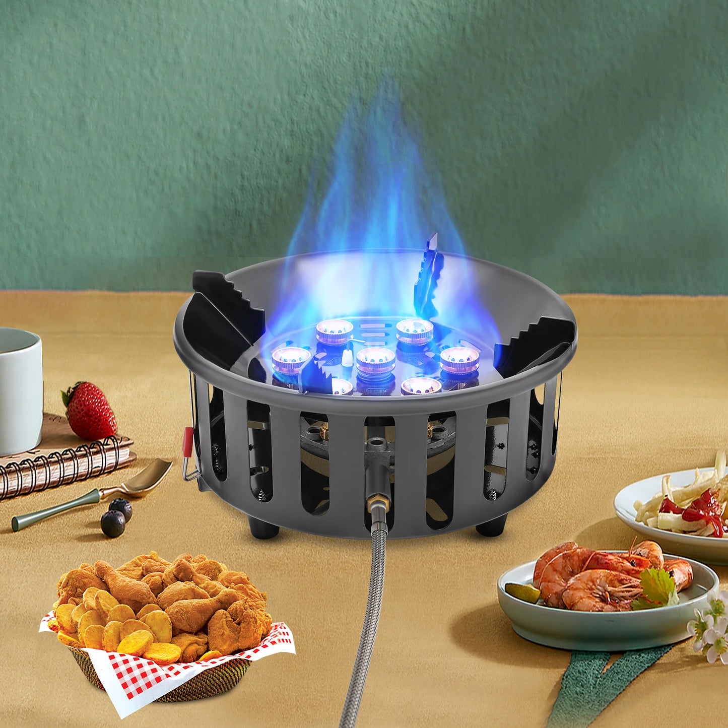 7 Core Camping Stove High Power Portable Gas Burner Ignition