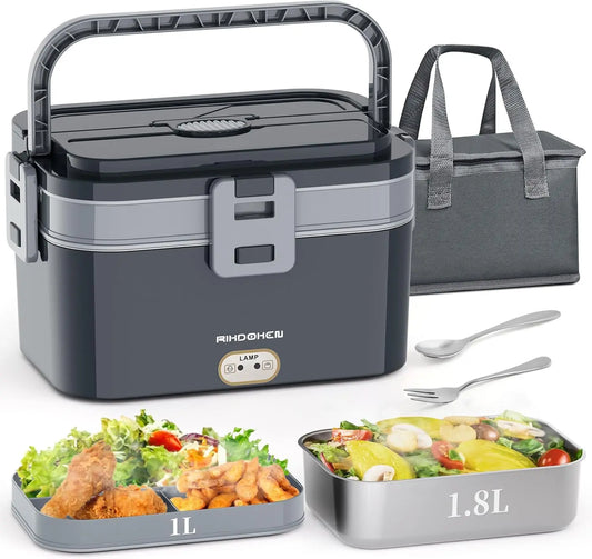 XMSJ 80W Electric Lunch Box Heater 2.8L Stainless Steel