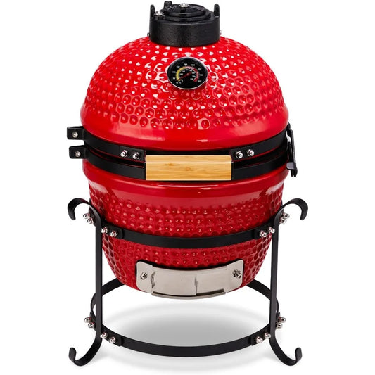 Kamado Charcoal Grill Portable Ceramic Barbecue With Built In Thermometer