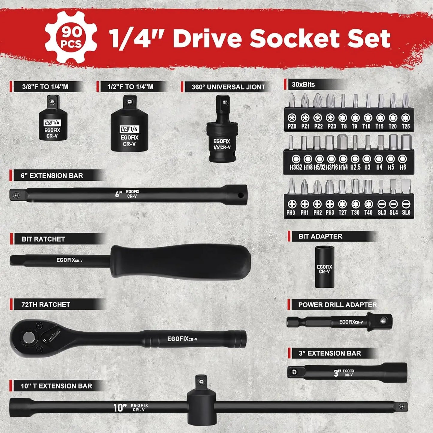 Impact Socket Set With Metric And SAE Ratchet Bits