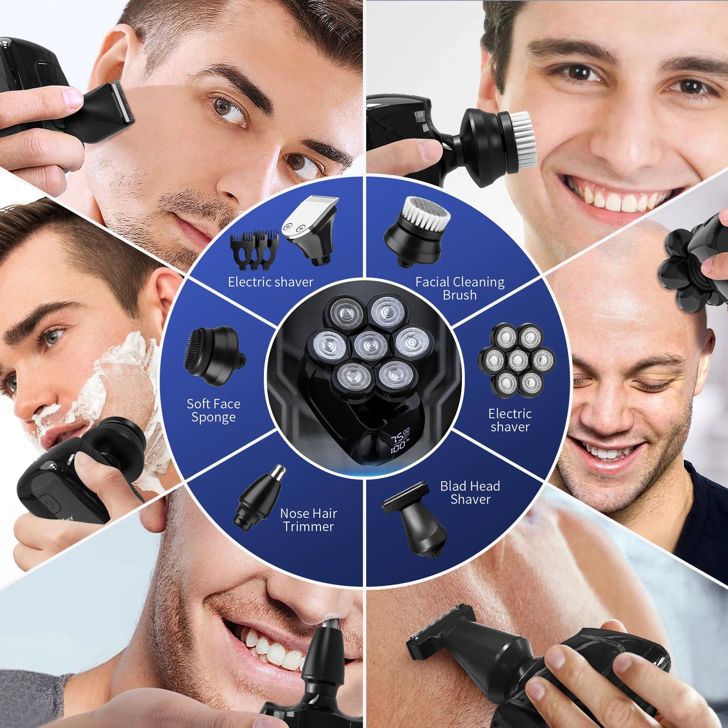 Sejoy 7D Head Shaver 6 In 1 Razor And Trimmer