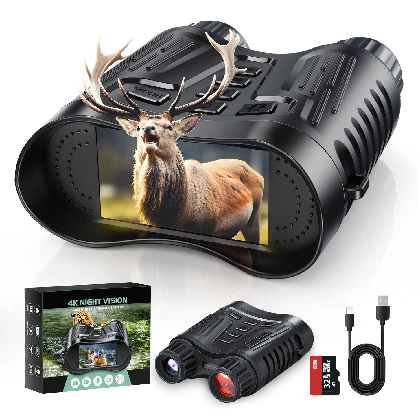 DIYIMINE Night Vision Binoculars 8X Digital Zoom IR Video Recording