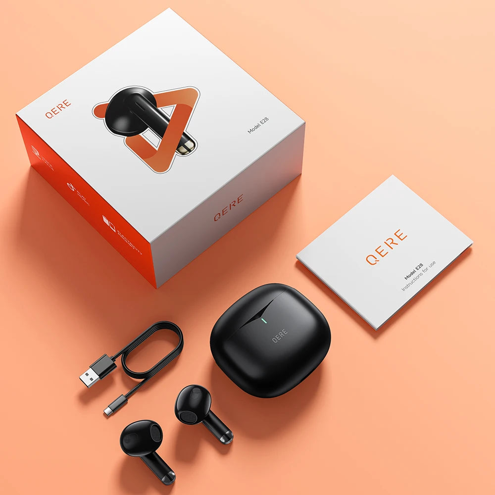 QERE E28 Wireless Earphones TWS Bluetooth 5.3 With HD Microphone