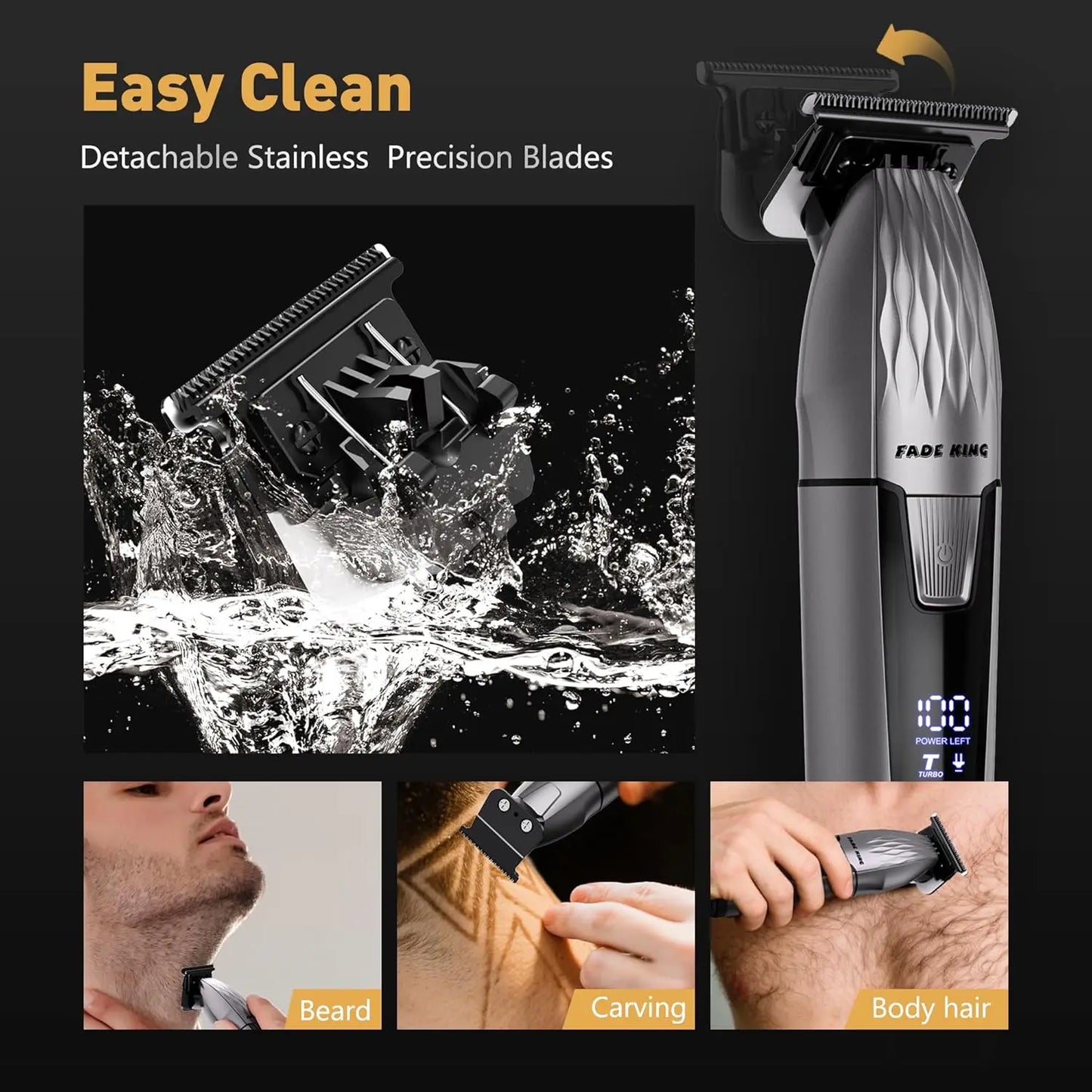 Professional Cordless Hair Clippers And Beard Trimmer Titanium Blade Kit
