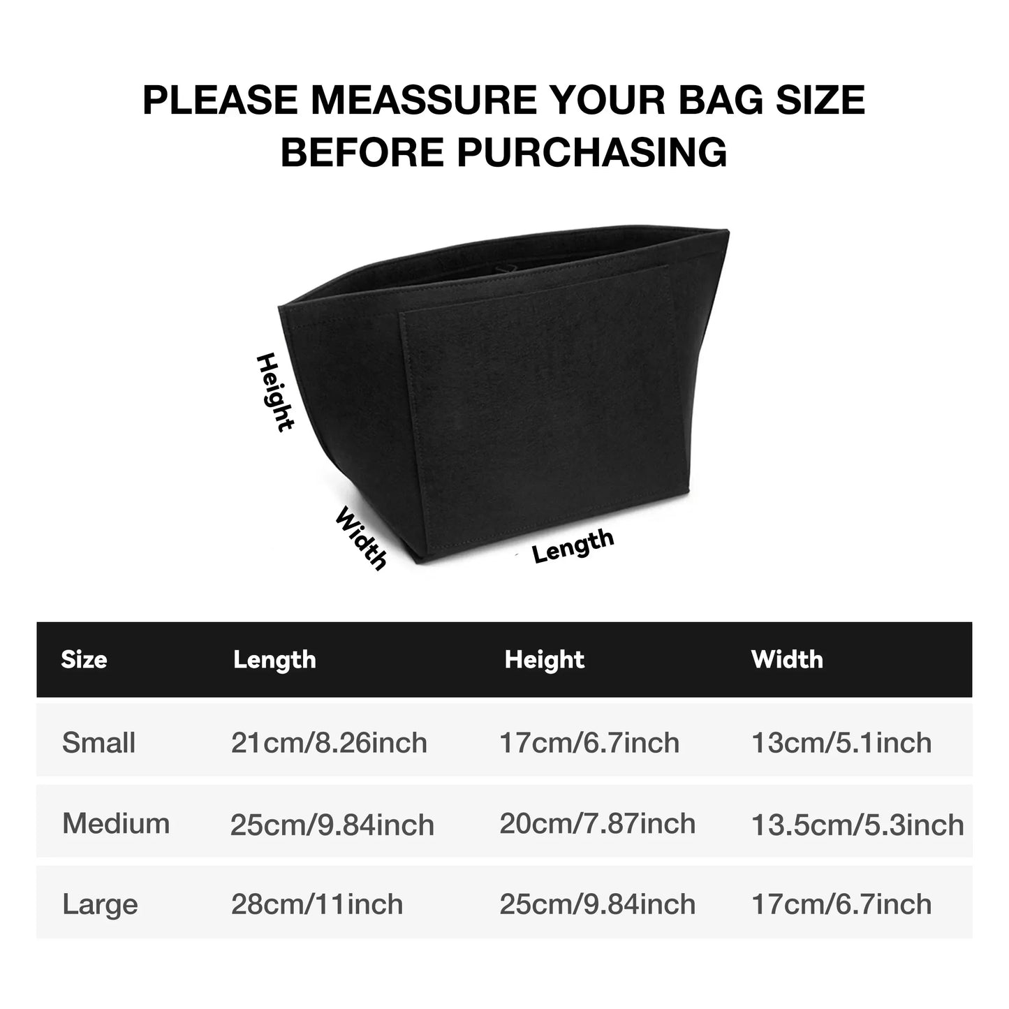 NONECN Felt Insert Bag For Longchamp Handbag Liner Organizer