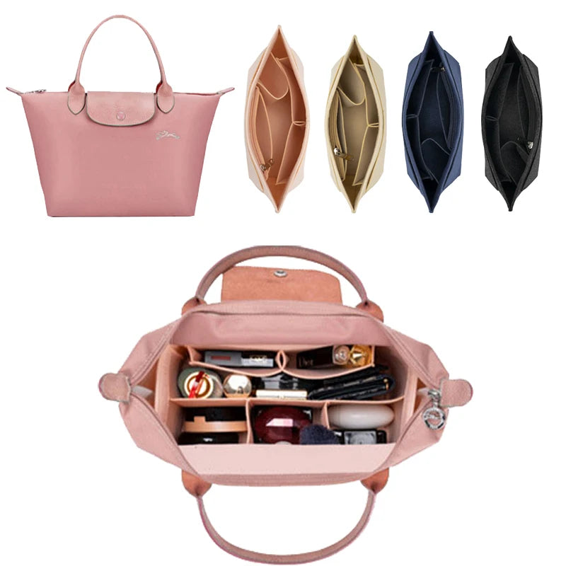 QueenShowcn Felt Insert Bag For Longchamp Handbag Organizer