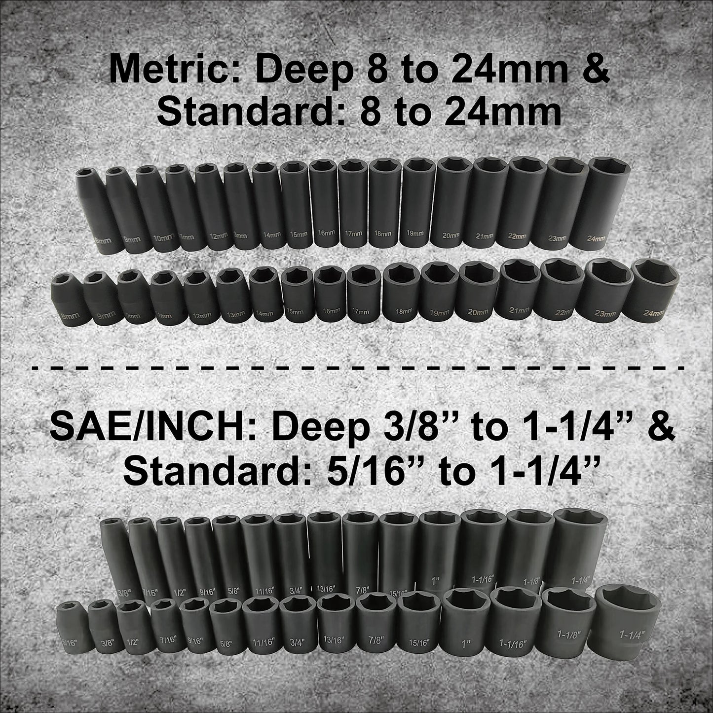 GOSWIFTDIY 70pcs Impact Socket Set Cr-V Steel With 72-Tooth Ratchet