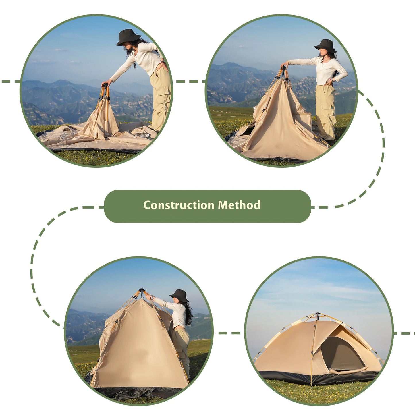 Pakicetus 3-4 Person Windproof Camping Tent Easy Setup