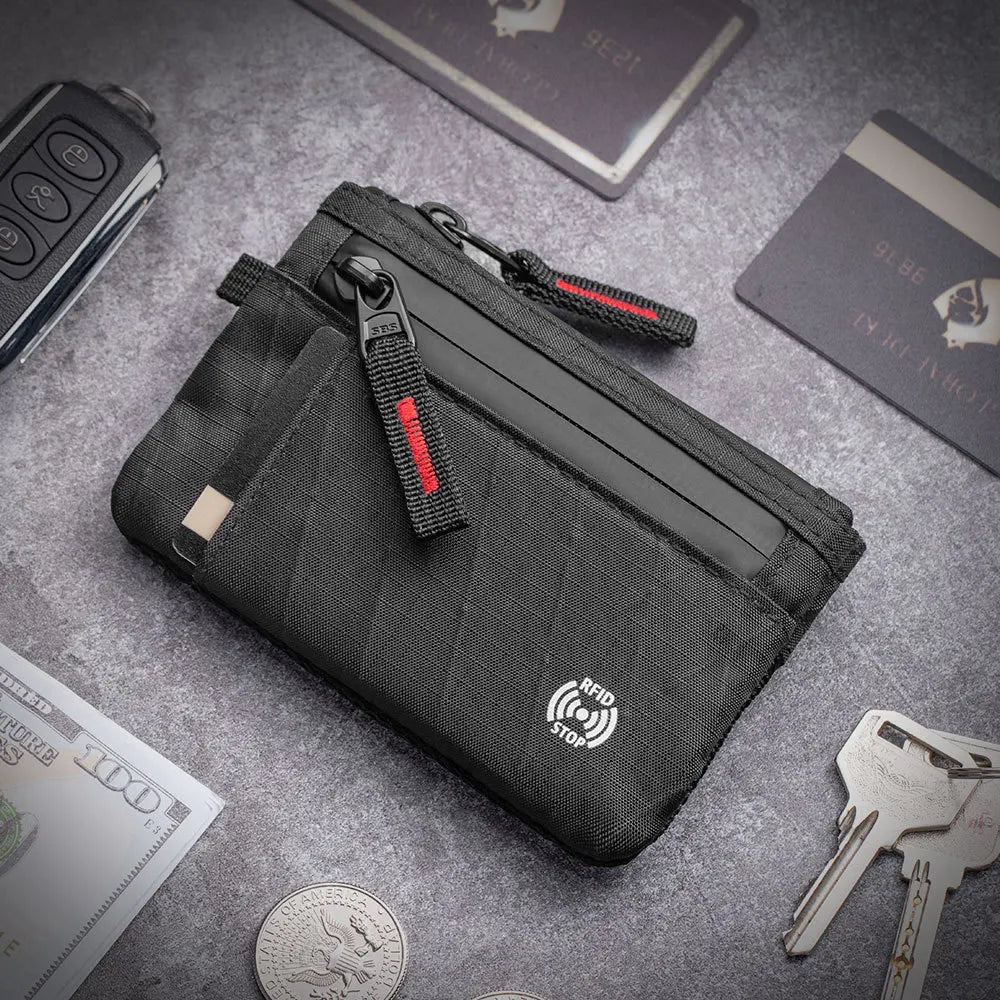 Zipper RFID Wallet Mini Coin Purse Nylon Card Holder