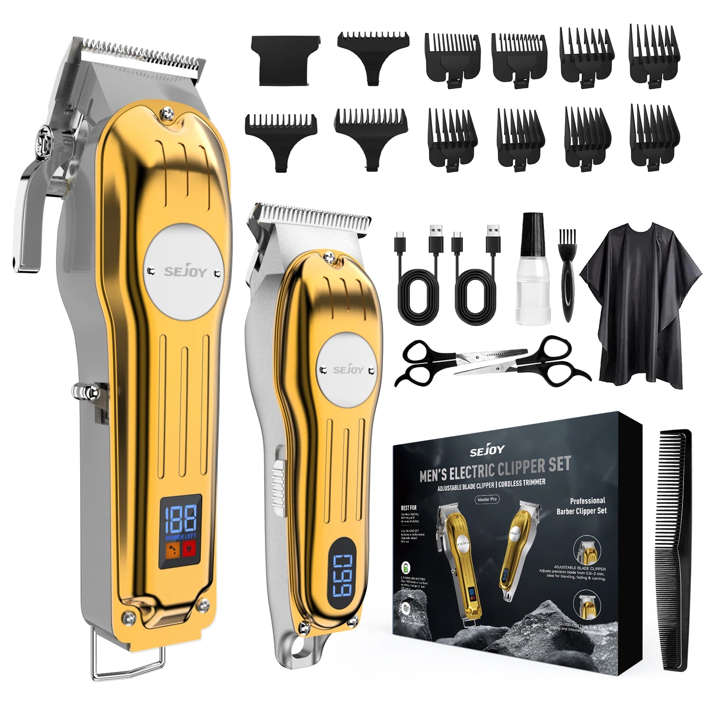 Sejoy Professional Hair Clipper Kit For Men Cordless Rechargeable
