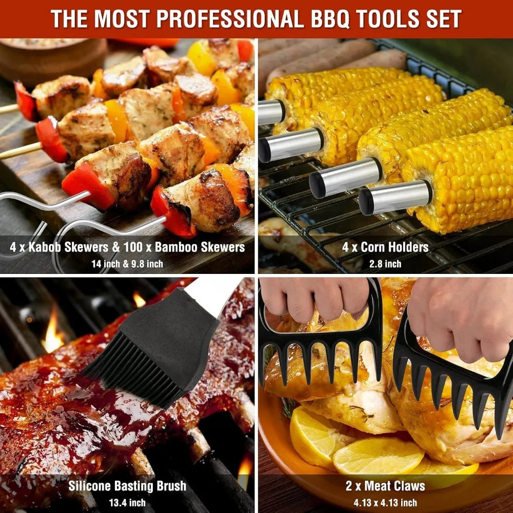 122 Piece BBQ Grill Set for Outdoor Cooking and Grilling