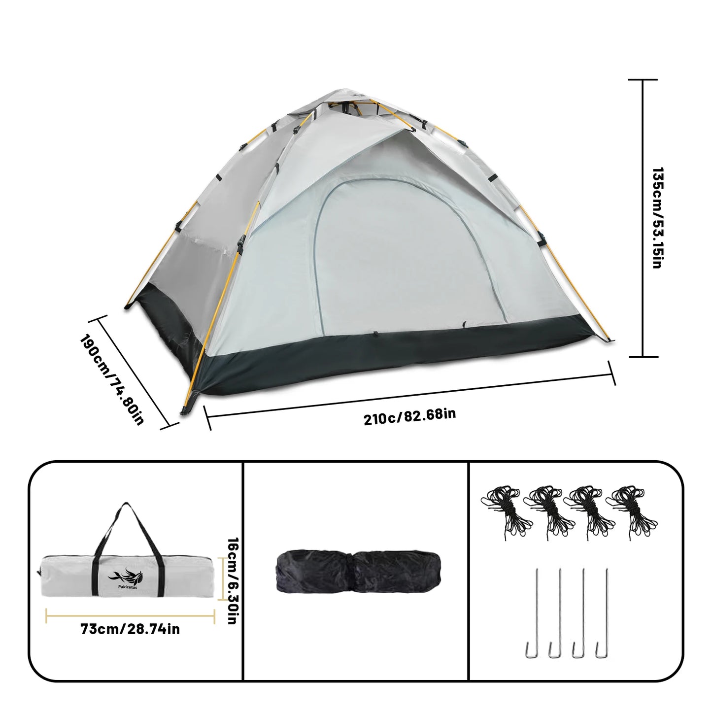 Pakicetus 3-4 Person Windproof Camping Tent Easy Setup