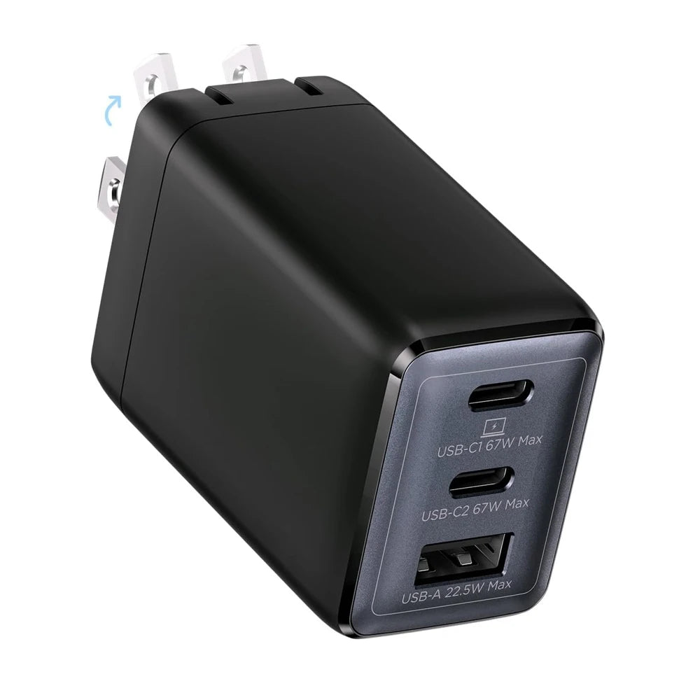 WEGEAR 67W USB-C Charger 3-Port GaN Fast Charge Portable Travel