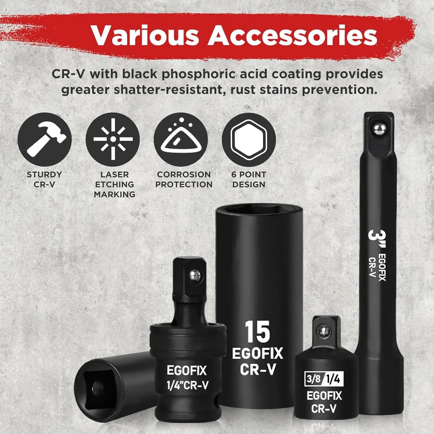 Impact Socket Set With Metric And SAE Ratchet Bits