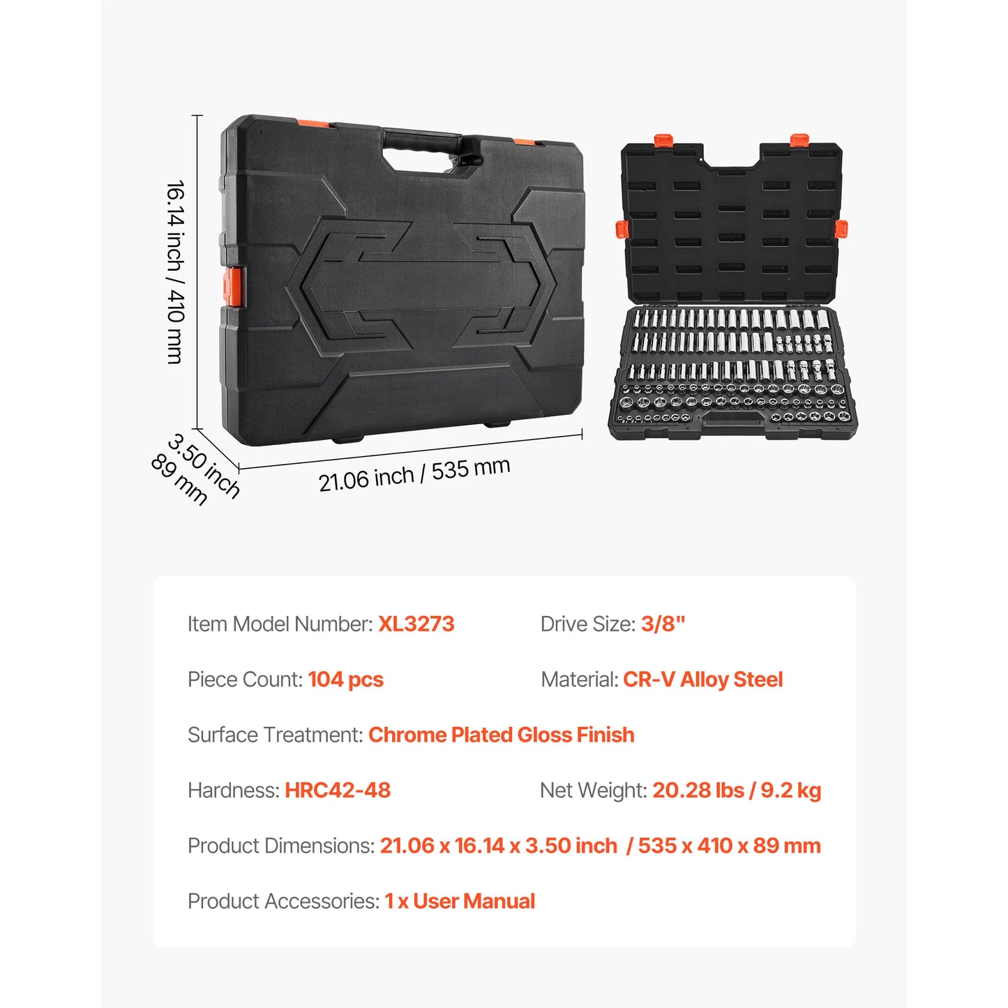 SucceBuy 86-Piece Socket Set 3/8 1/4 1/2 Inch Drive Ratchet SAE Metric
