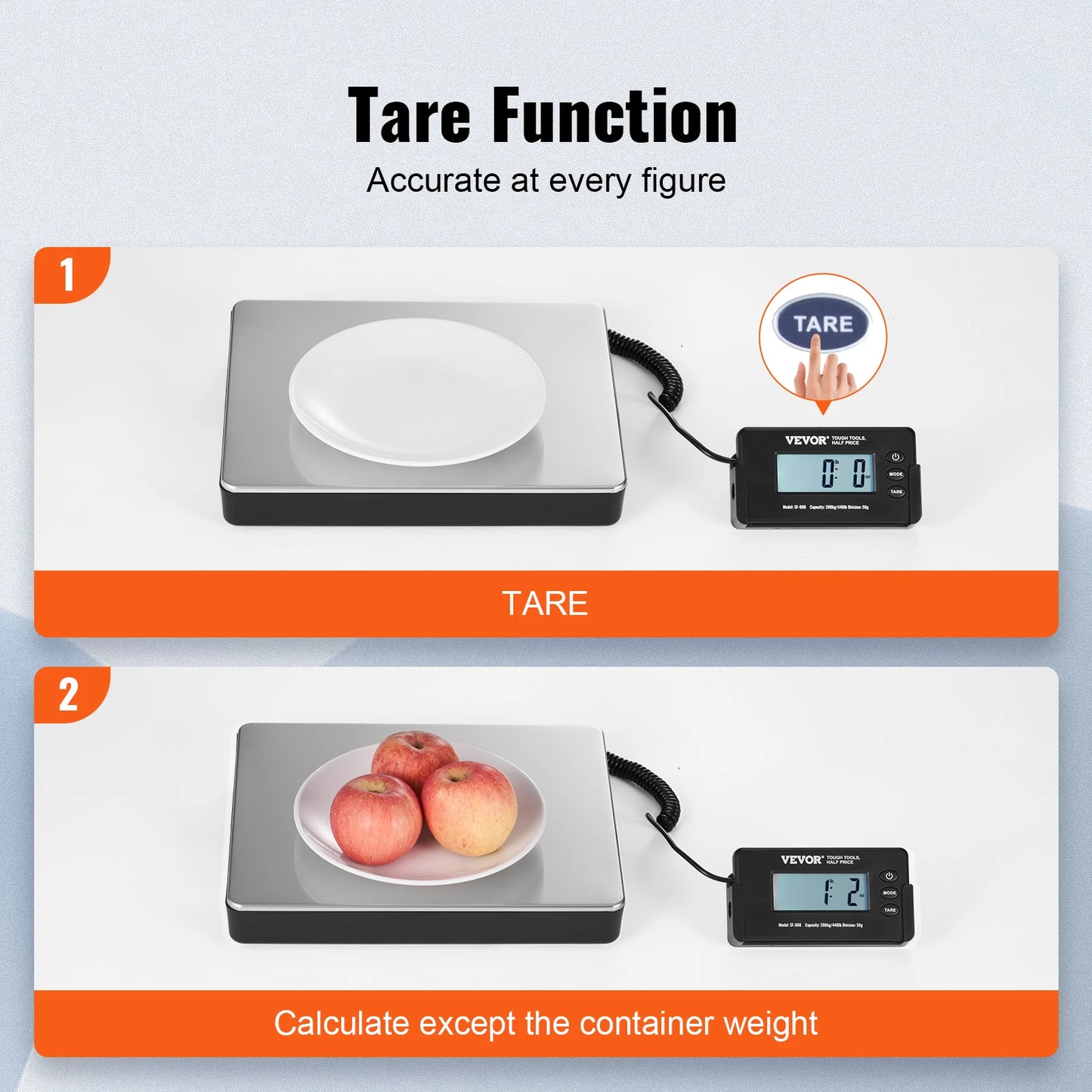 Digital Postal Scale 440Lb With Timer Tare HD LCD Display