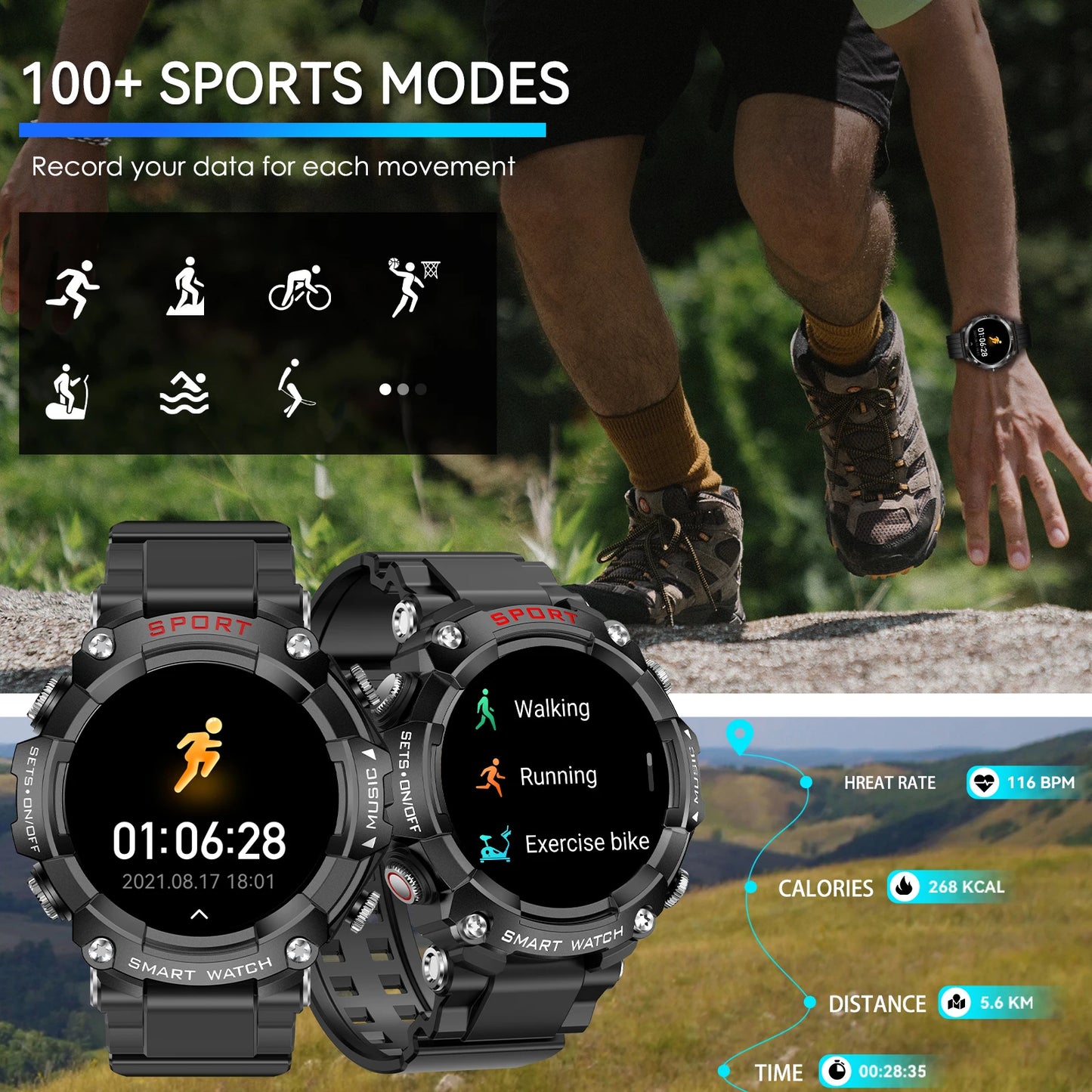 LaNikar Smart Watch AMOLED Display With Bluetooth Headset