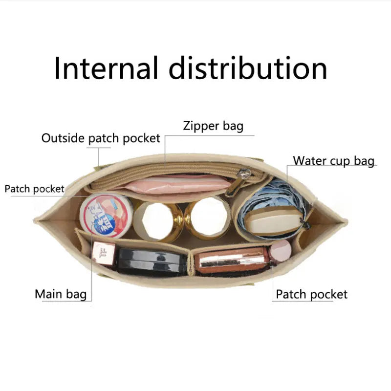 QueenShowcn Felt Insert Bag For Longchamp Handbag Organizer