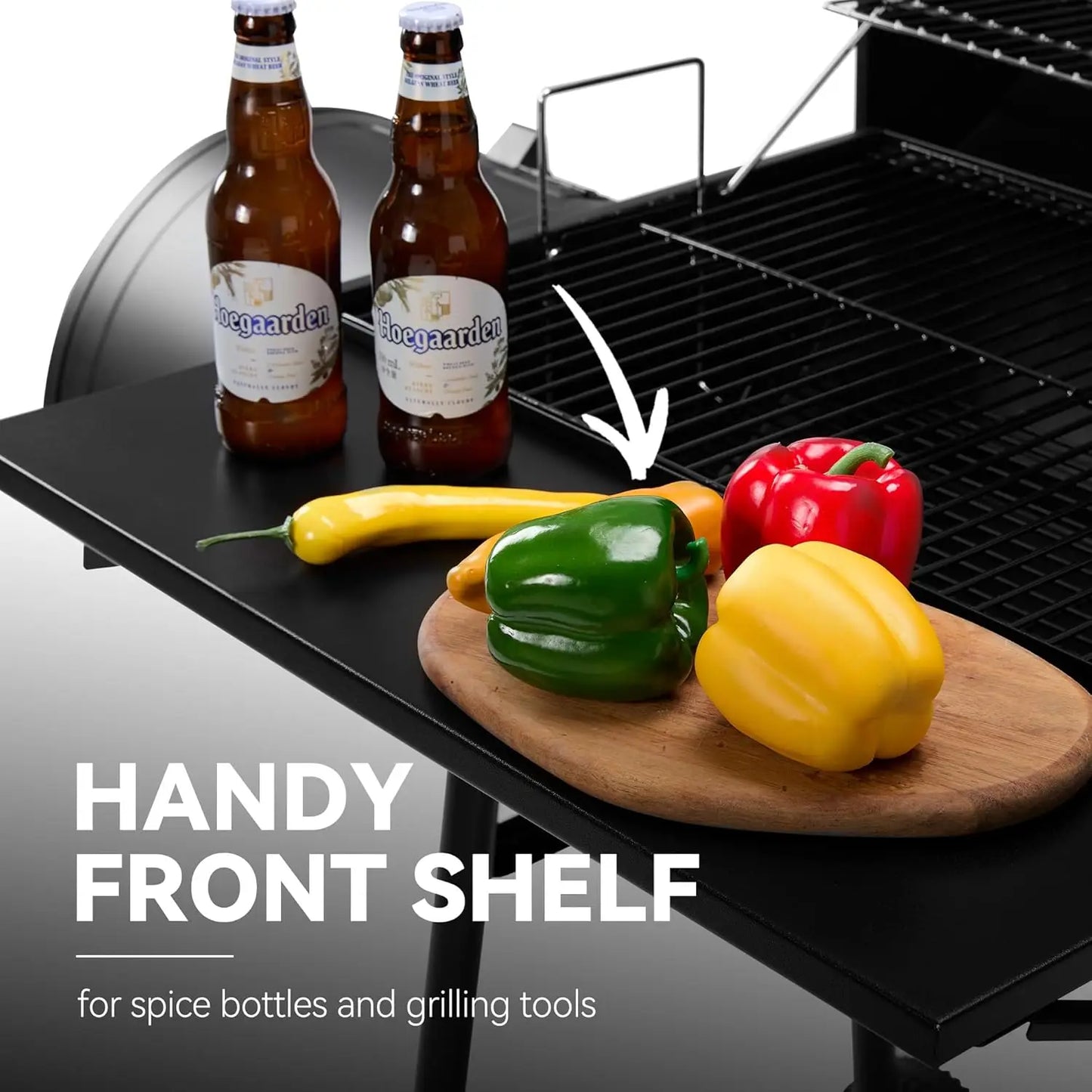 Charcoal Grill With Offset Smoker And Cover For Outdoor BBQ