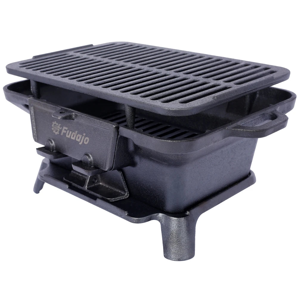 Oval Cast Iron Grill Portable Outdoor Tabletop Skillet