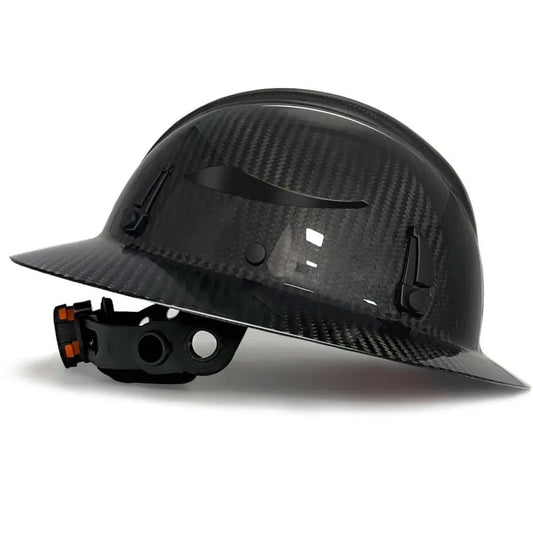 XMSJ Carbon Fiber Full Brim Hard Hat With 6 Point Suspension ANSI Certified