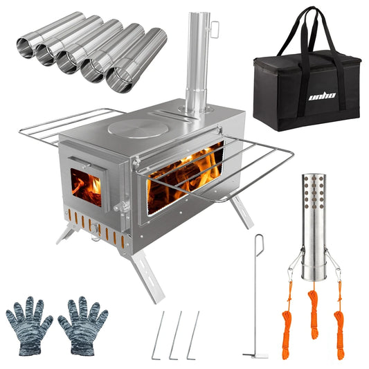 Portable Wood Burning Camping Stove Stainless Steel Tent Stove