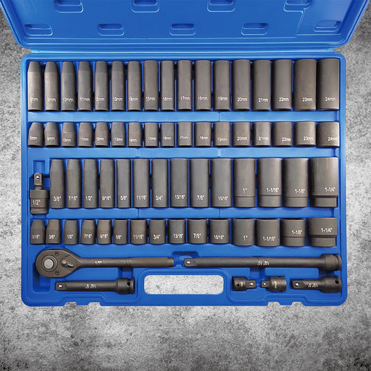 GOSWIFTDIY 70pcs Impact Socket Set Cr-V Steel With 72-Tooth Ratchet