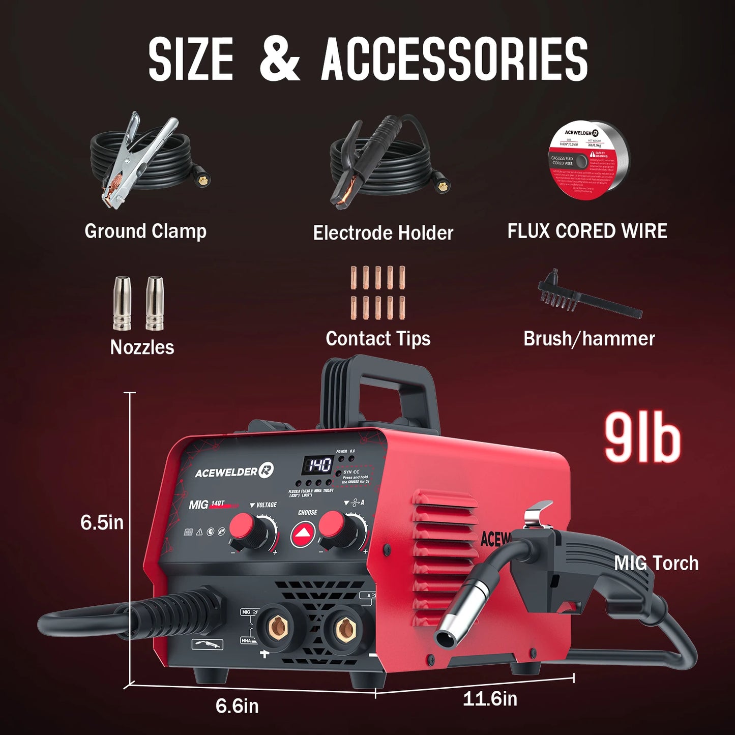 ACEWELDER 3 in 1 Welding Machine MIG ARC TIG 140A 110V IGBT