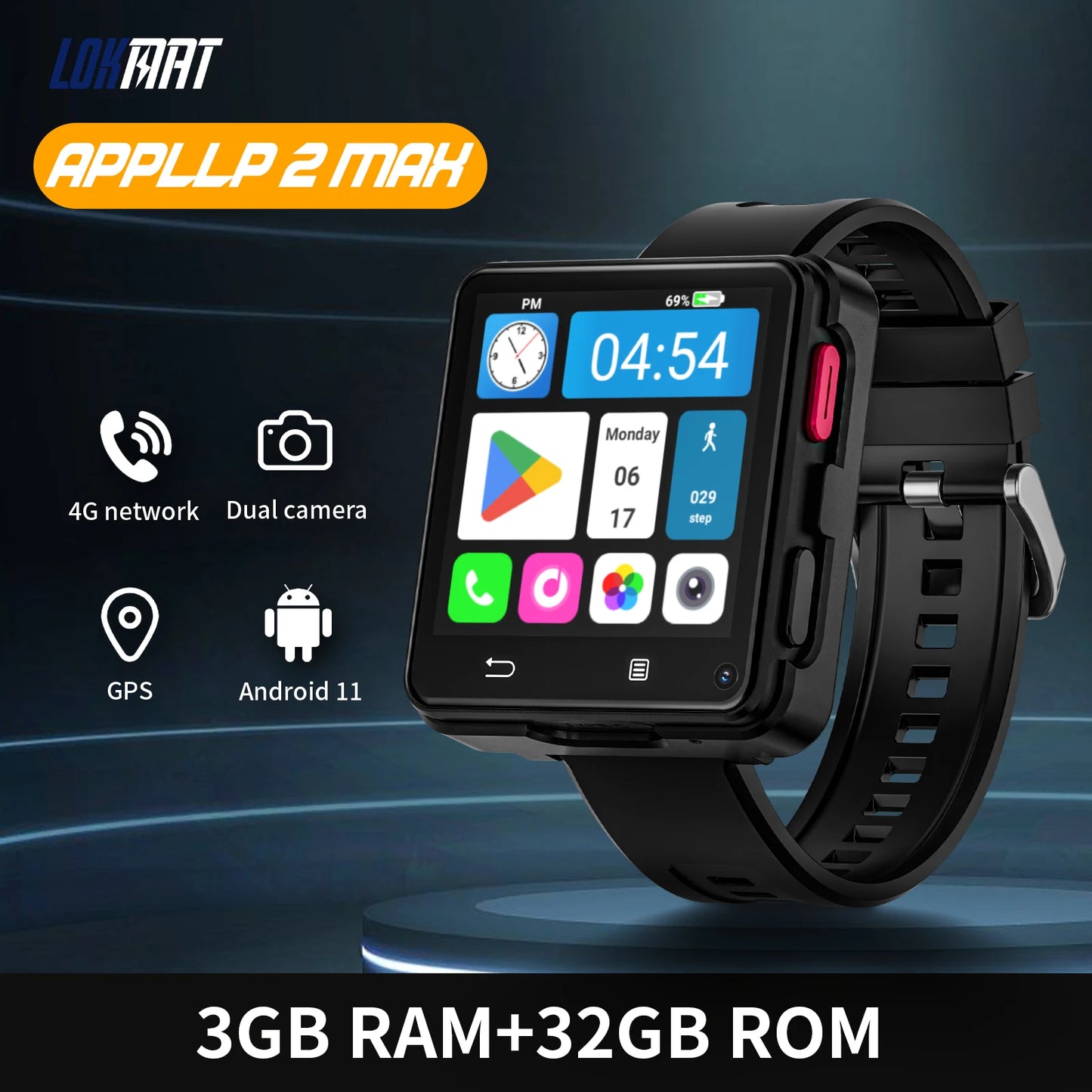 Lokmat Appllp 2 Max Smart Watch Phone Dual Camera 4G