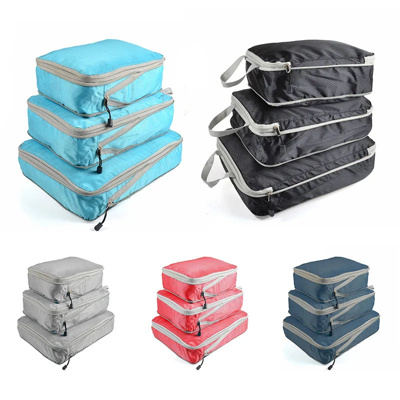 Foldable Packing Cubes Set Travel Nylon Waterproof Luggage Organizer