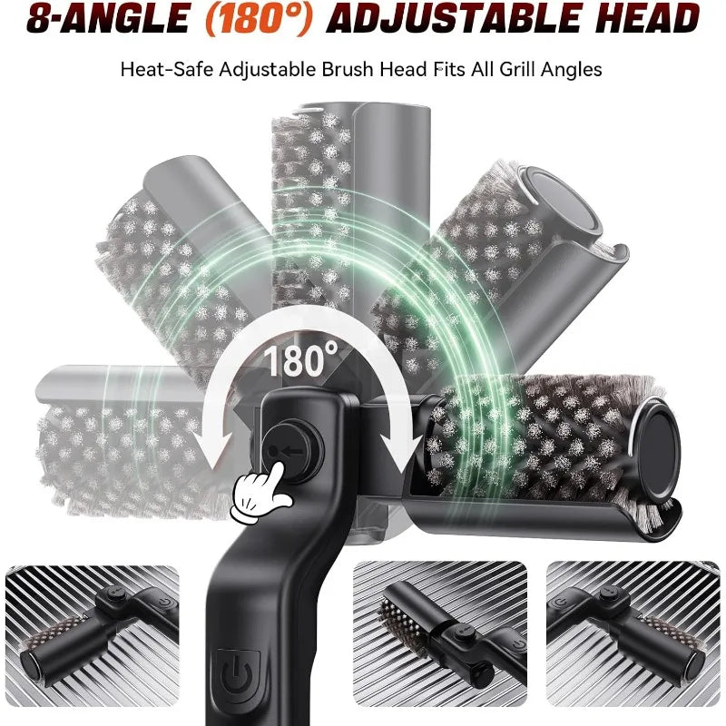 Electric Rotary Grill Brush 304 Stainless Steel Head Rechargeable 3-Speed Power BBQ Cleaning Brush for Outdoor Grill Gas Cleaner