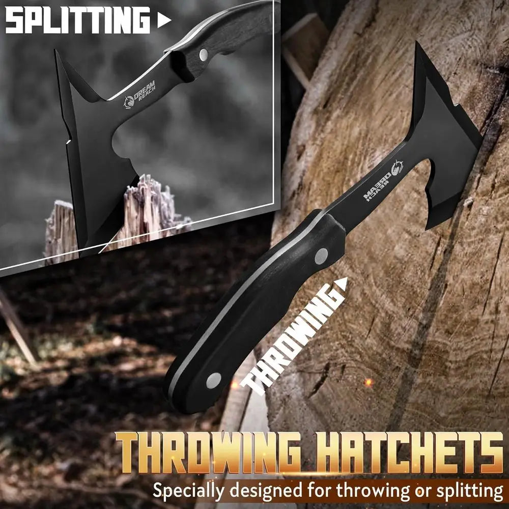 Three Piece High Carbon Steel Throwing Axe Set With Sheaths