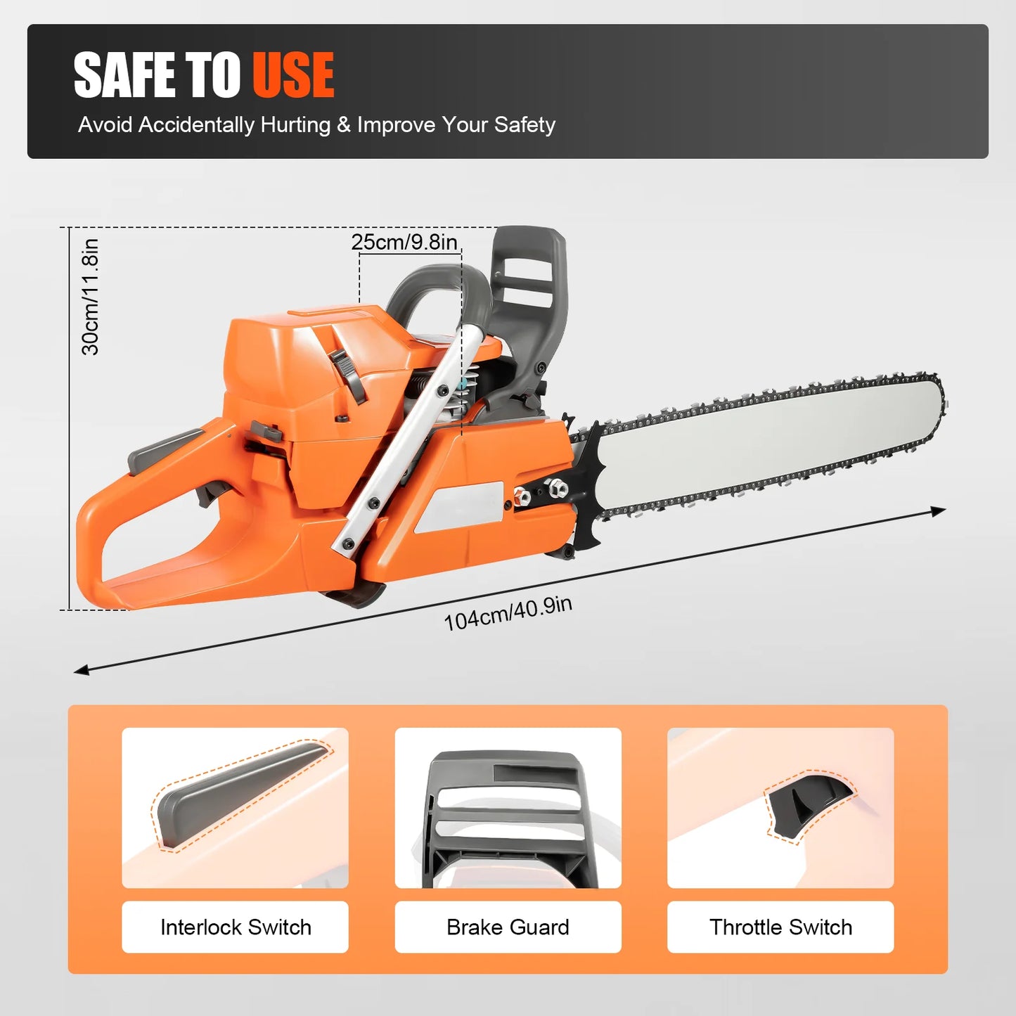 Gasoline Chainsaw 2 Cycle 65/72cc For Farm And Garden Use