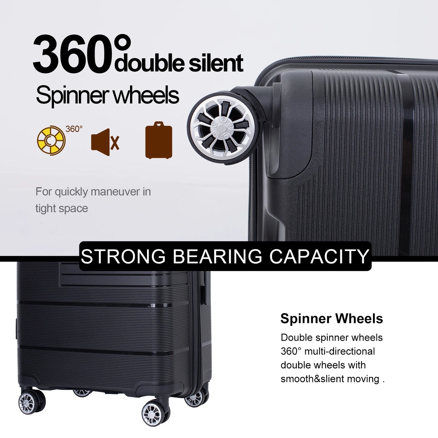 Travelhouse Hardshell Luggage Set Three Piece Spinner TSA Lock