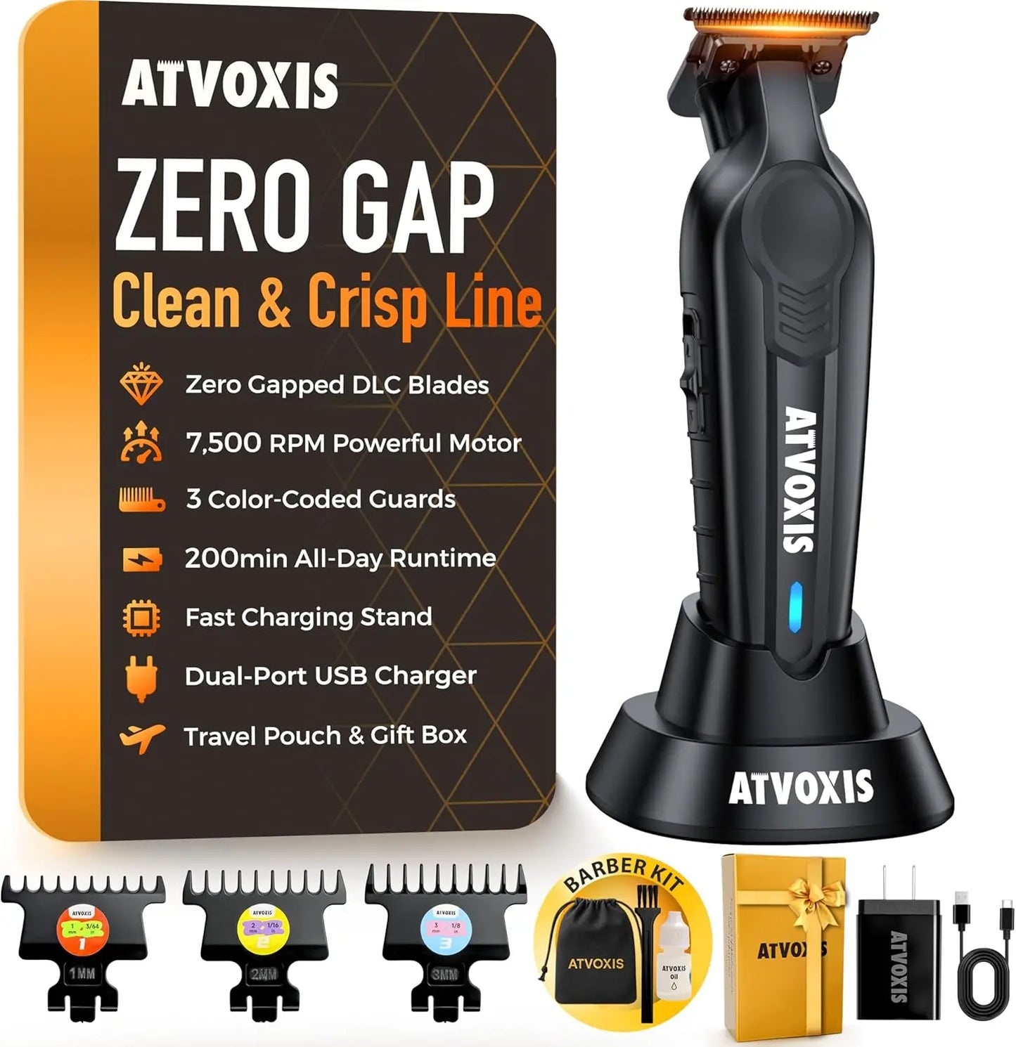 Professional Men's Hair Trimmer With Titanium Alloy Blades And Cordless