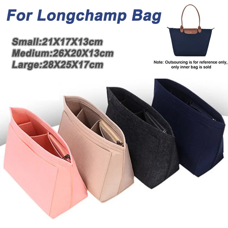 QueenShowcn Felt Insert Bag For Longchamp Handbag Organizer