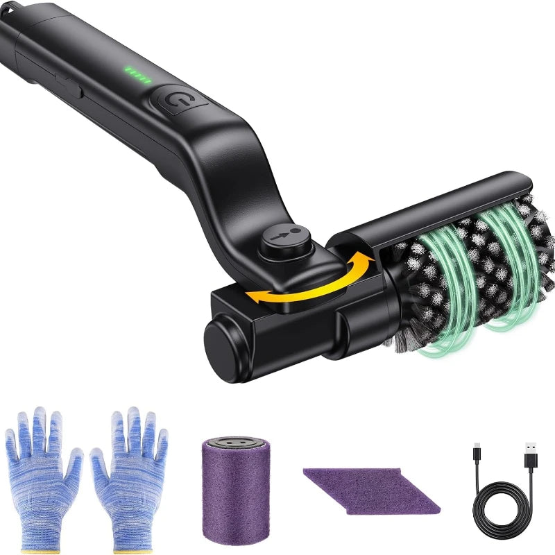 Electric Rotary Grill Brush 304 Stainless Steel Head Rechargeable 3-Speed Power BBQ Cleaning Brush for Outdoor Grill Gas Cleaner
