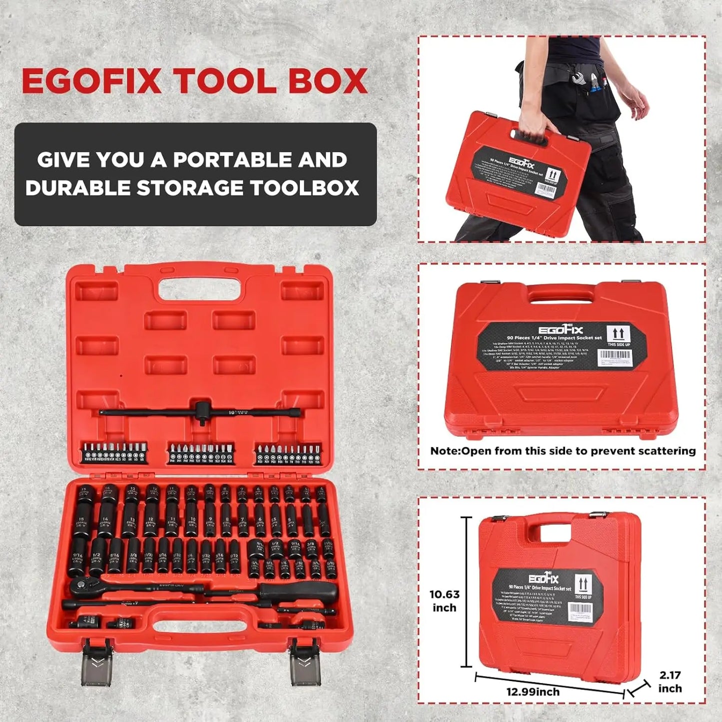 Impact Socket Set With Metric And SAE Ratchet Bits