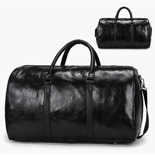 Leather Travel Duffle Bag PU Leather Luggage Weekender For Men