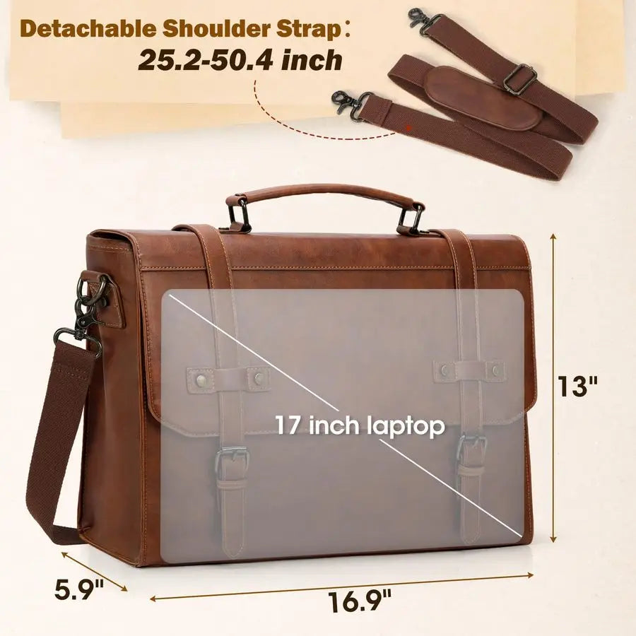 Mens Messenger Bag Waterproof Vintage Leather Laptop Shoulder Bag