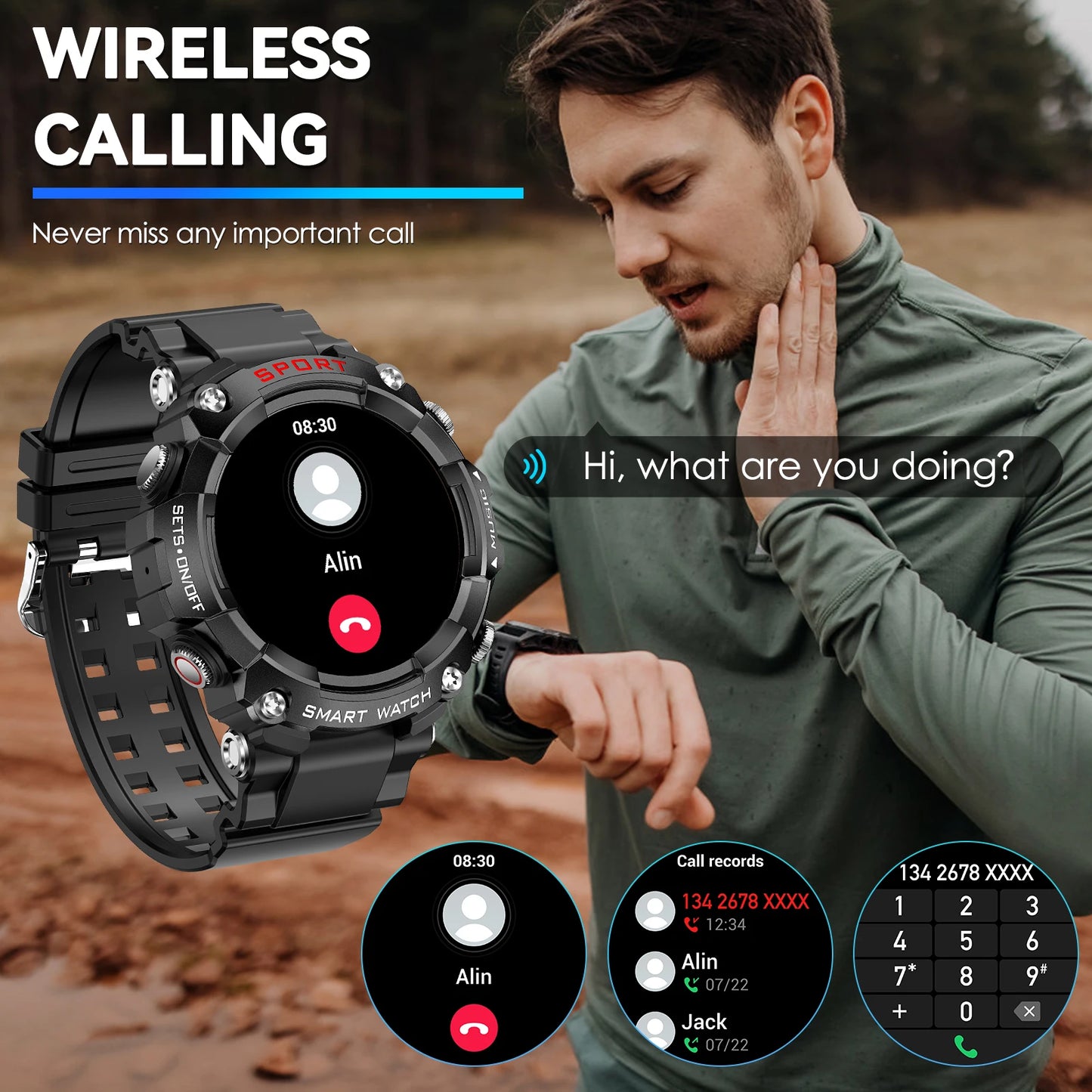 LaNikar Smart Watch AMOLED Display With Bluetooth Headset