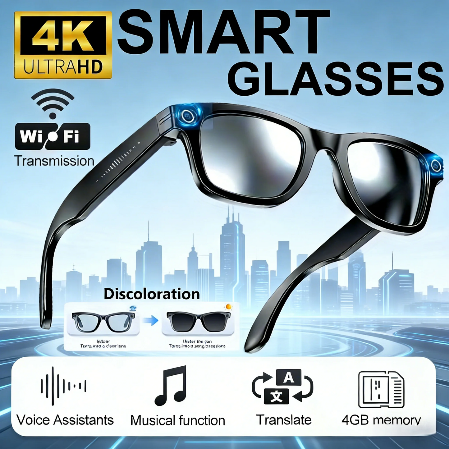Giinova AI Smart Video Glasses With Camera And Translator