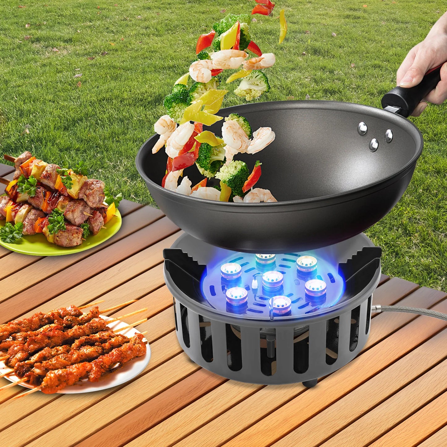 7 Core Camping Stove High Power Portable Gas Burner Ignition