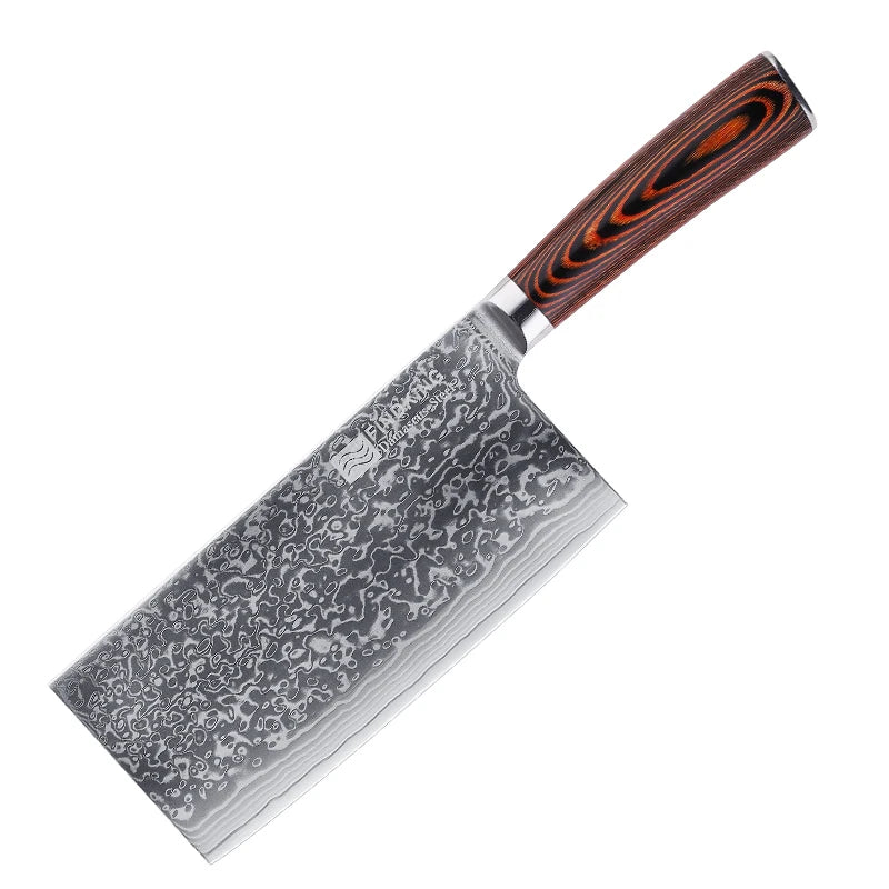 FINDKING 67 Layer Damascus Steel Chopping Knife Pakka Wood Handle