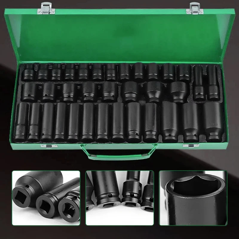 Professional 35 Piece Heavy Duty Pneumatic Tool Kit With Air Gun Rotary Tools