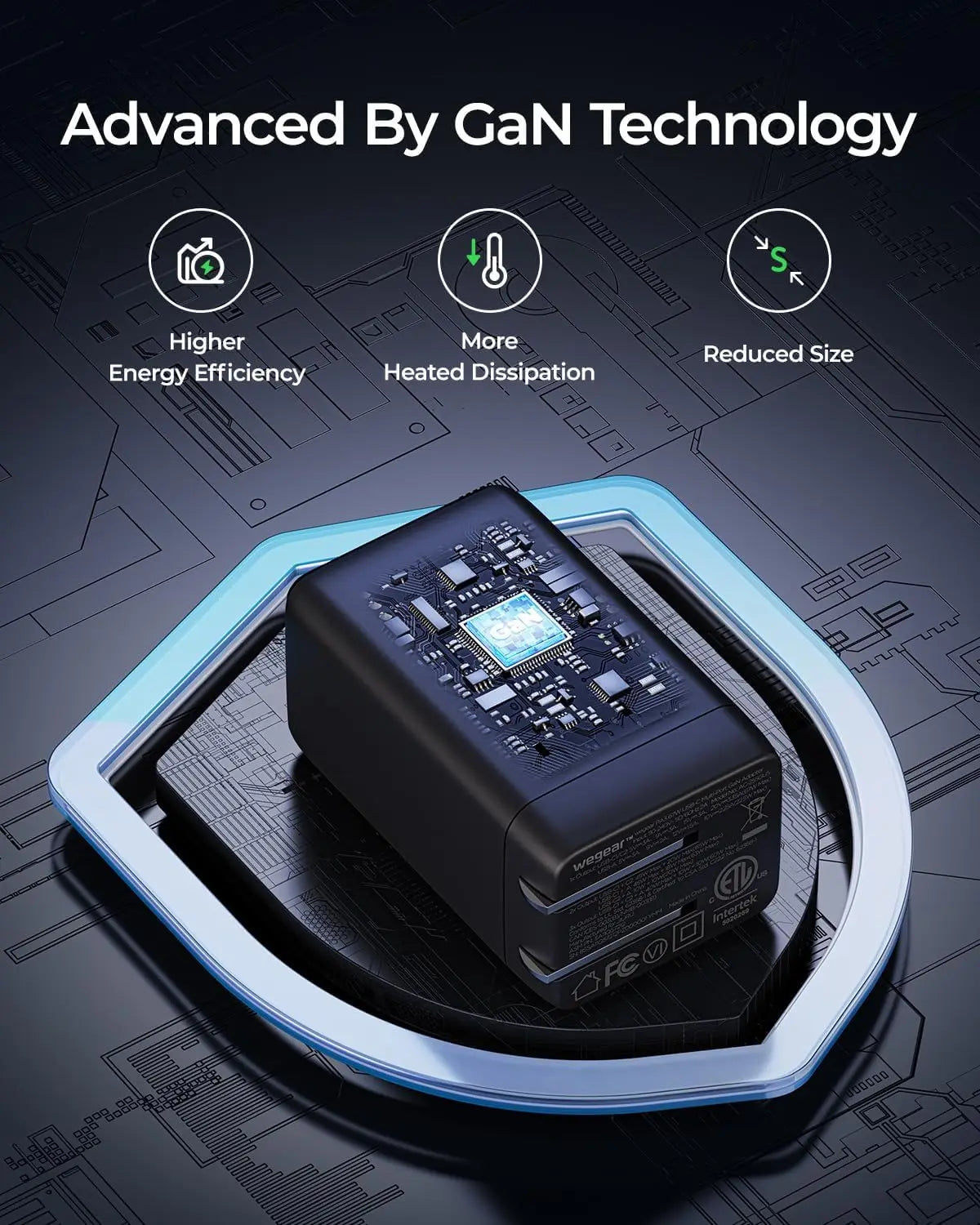 WEGEAR 67W USB-C Charger 3-Port GaN Fast Charge Portable Travel