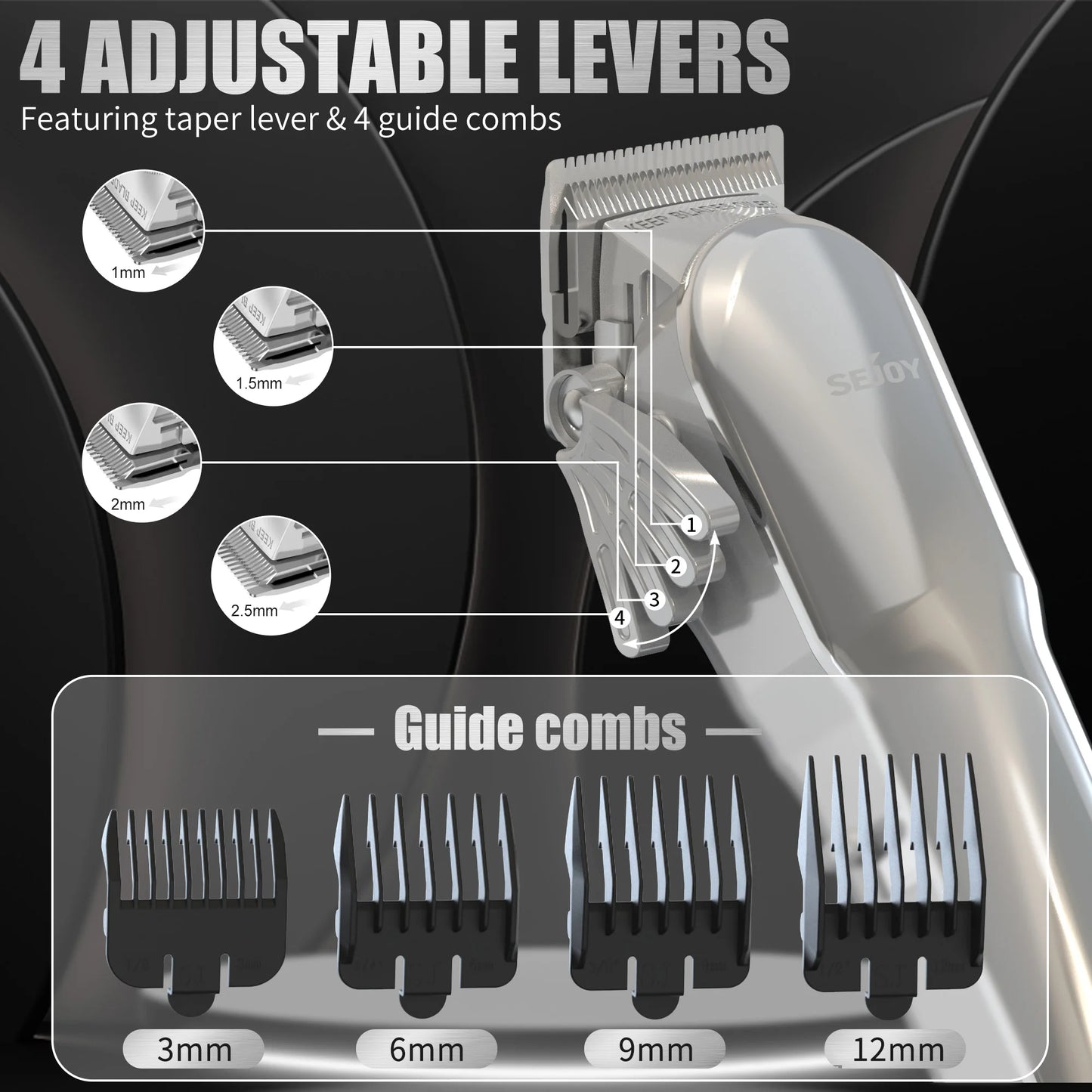 Sejoy Cordless Hair Trimmer Pro For Men Barber Clipper