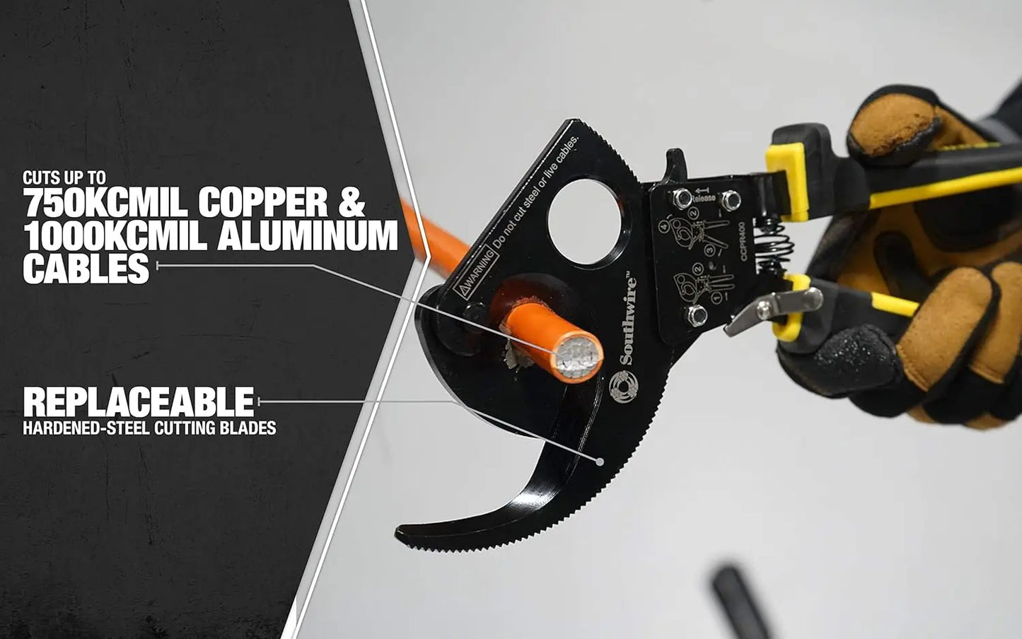 Heavy Duty Ratcheting Cable Cutters With Quick Release Lever